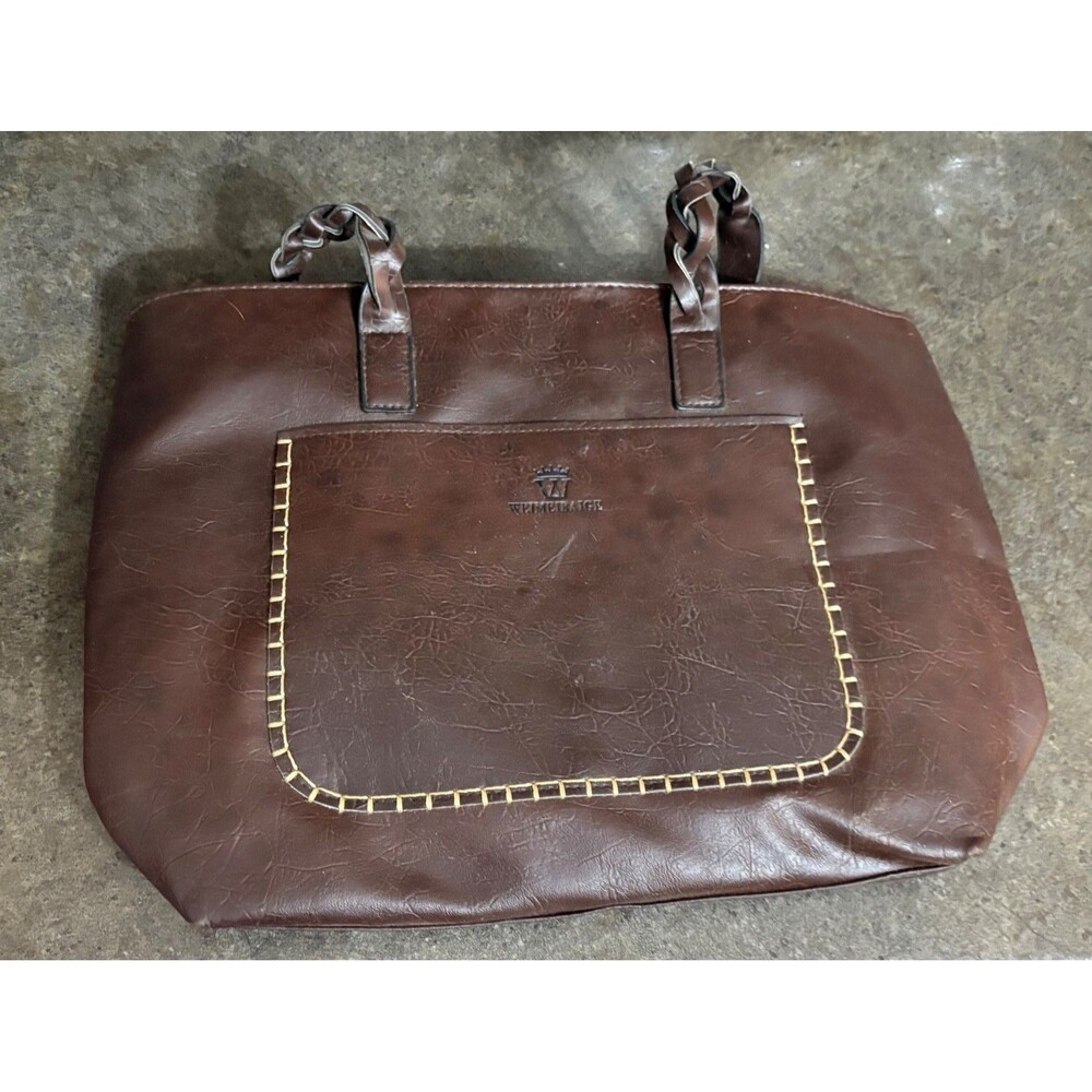 Weimeibaige Shoulder Bag Stylish Women Faux Leather Whisky Deep Brown